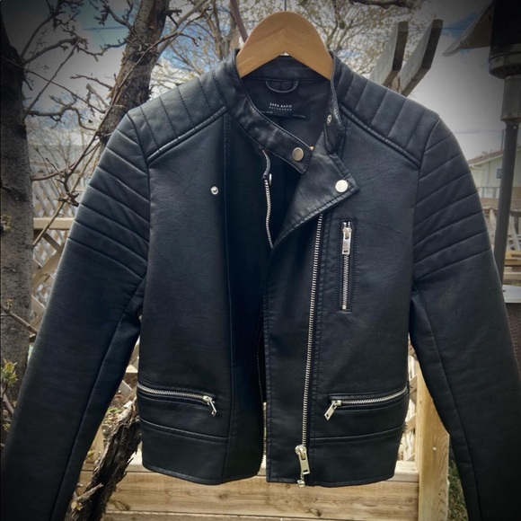 Custom Painted Zara Vegan “Leather” Moto Jacket - Picture 3 of 3
